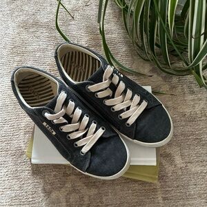TAOS,  STAR Charcoal Washed Canvas Sneakers with Cream Laces
